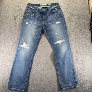 BKE Buckle Tyler Jeans Mens 36x33 Blue Cotton Denim Straight Faded Distressed
